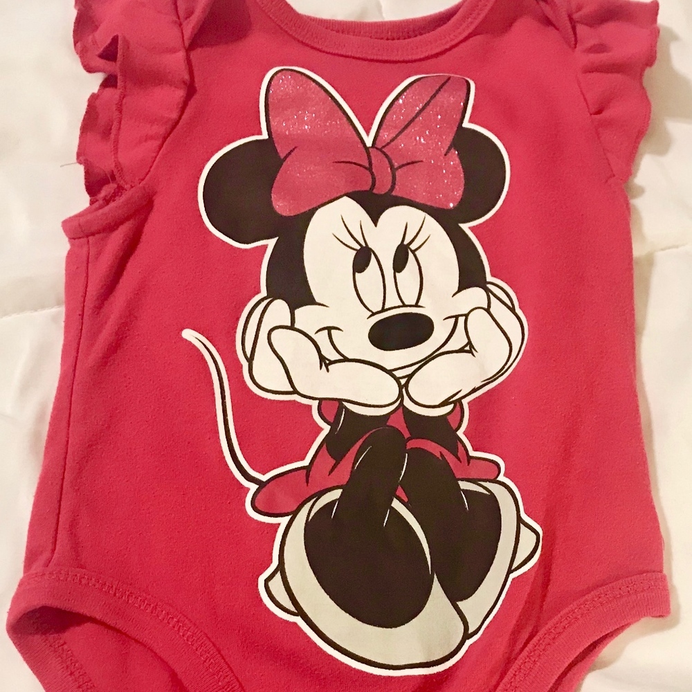 DISNEY 9M MINNIE MOUSE BODYSUIT/FUSCHIA/ADORABLE